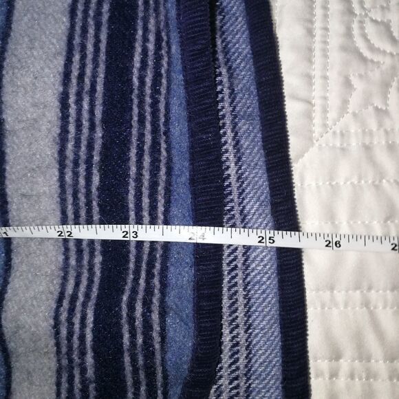 VINTAGE Blue & Grey Stripes Boiled Wool Western Sleeveless Vest Size Medium - Picture 10 of 11